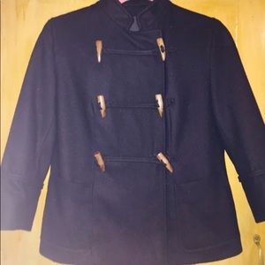 Black Wool Pea Coat Military Style Size M